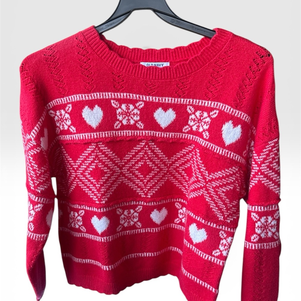 Old Navy Festive Red and White Sweater
